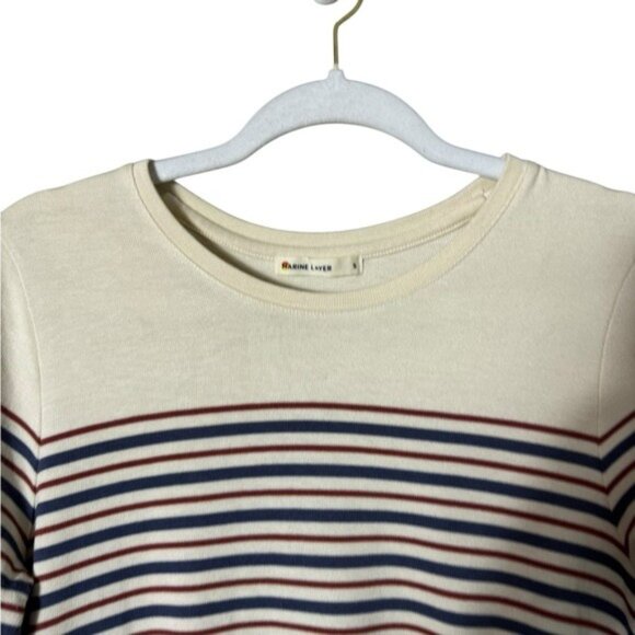 Marine Layer April Dress Small Modal Nautical Striped Comfy Preppy Pockets Cream - Picture 7 of 12